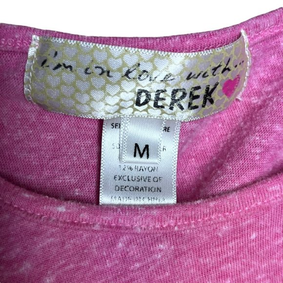I’m in Love with Derek Women’s Pink Racerback Tank Braided Lace Straps Size M - Picture 4 of 5